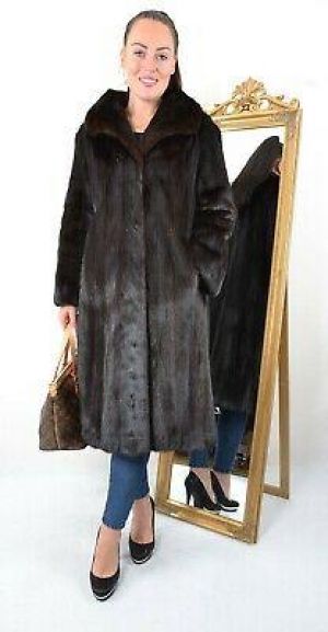 US3381 BEAUTIFUL REAL FARMER MINK FUR COAT FULL LENGTH SIZE L  - NERZMANTEL