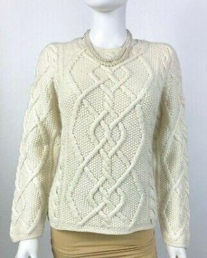 S-Y-Shop בשבילך גברת  Charter Club New 8  Hand Knit 100% 2 Ply Cashmere Sweater Runway Auth
