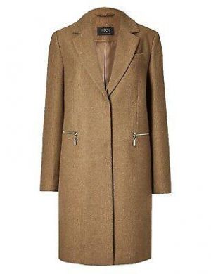 S-Y-Shop בשבילך גברת    Wool Blend City Coat Single Breasted Coat