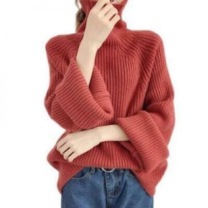 S-Y-Shop בשבילך גברת  Knitwear Turtleneck Tops Loose Long Sleeve Pullover Sweater Jumper New